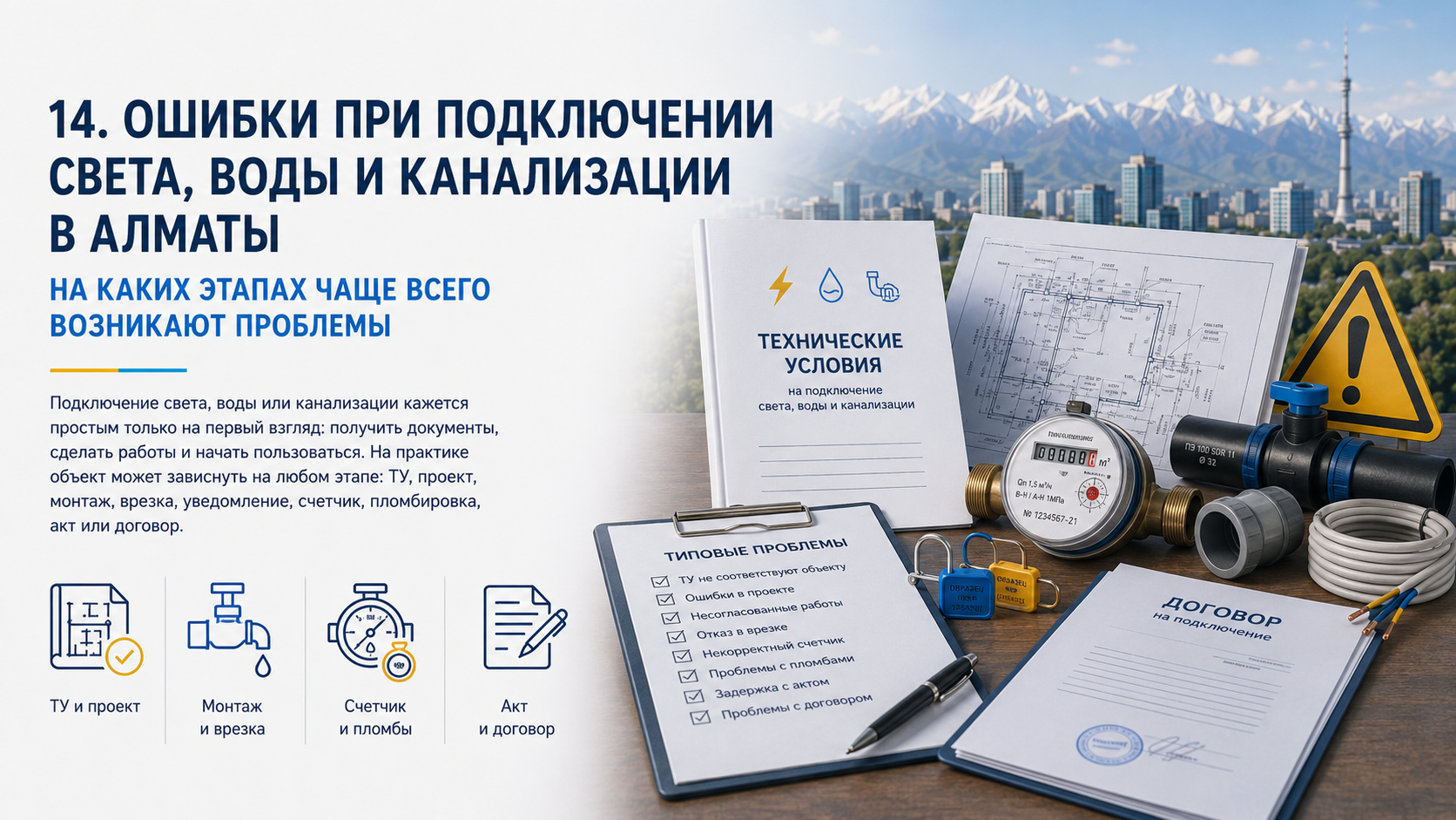 Ошибки при подключении света, воды и канализации в Алматы